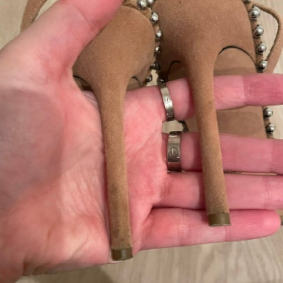 Alexander Wang Nova Transparent Camel Caramel Suede Slingback Sandal 7 (37.5) - Picture 9 of 11